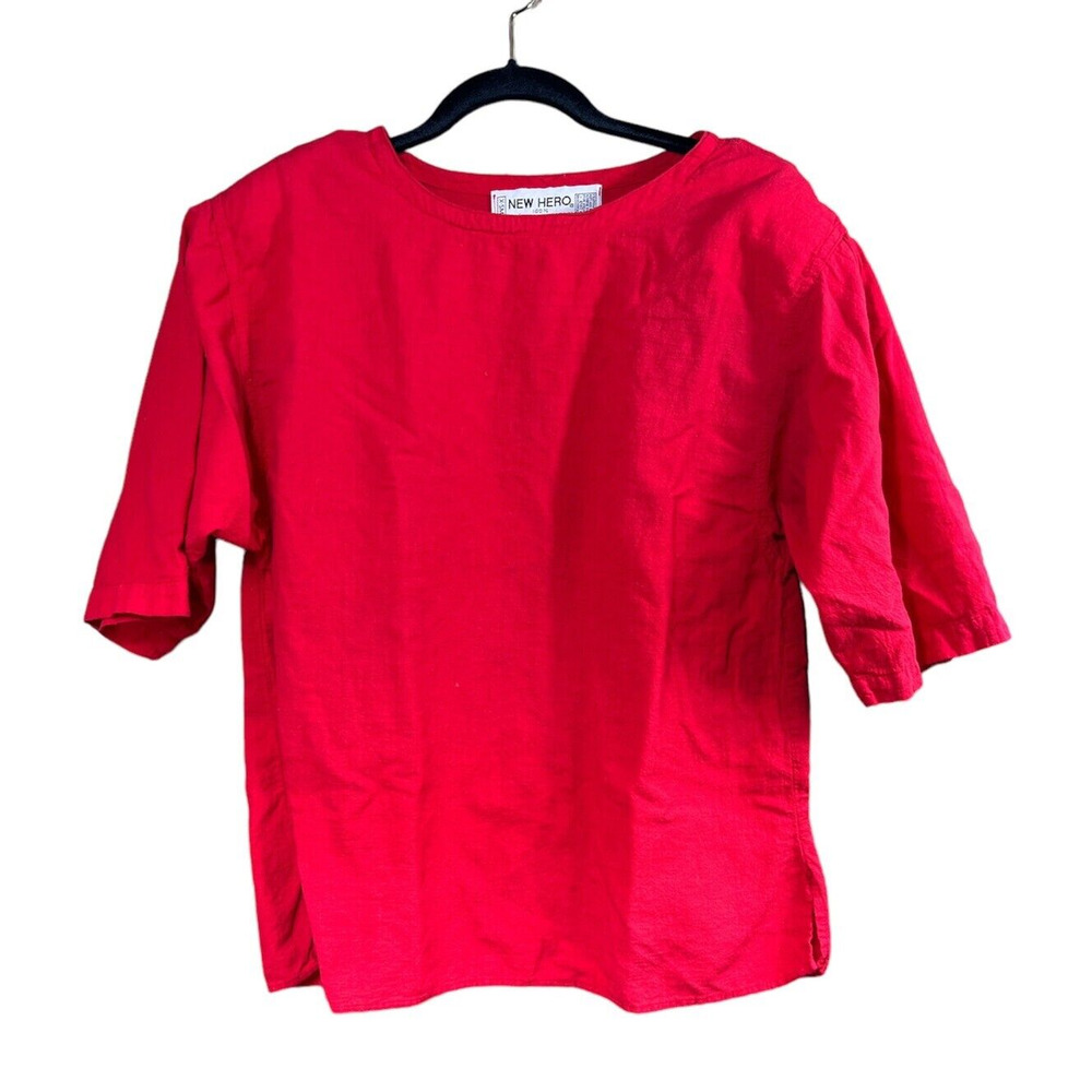 New Hero‎ Native American Cotton red Baggy Pull over Shirt xs Made in USA
